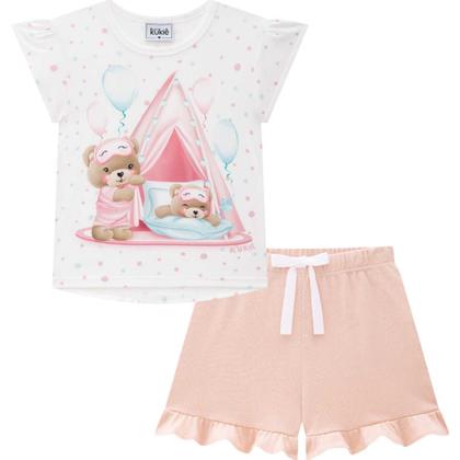 Imagem de Pijama Infantil Verão Blusa Meia Malha e Shorts em Malha Confort - Kukiê