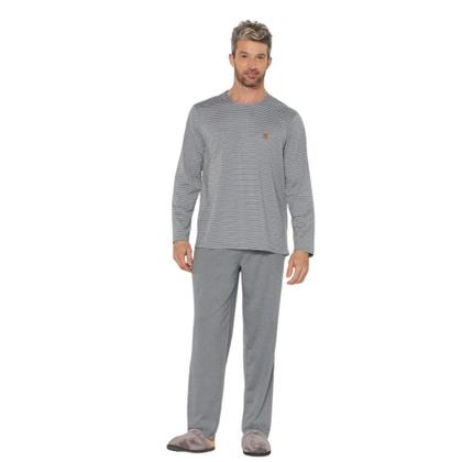 Imagem de Pijama Inverno Masculino Adulto Blusa Listras