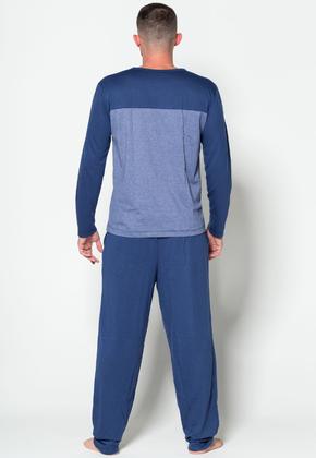 Imagem de Pijama Inverno Masculino Longo Bicolor Calça e Blusa