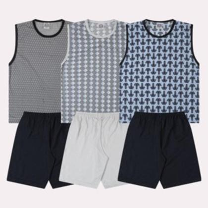 Imagem de Pijama Juvenil Menino 1 Conjunto Regata Sortida Para o Verão - 2 peças