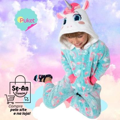 Imagem de Pijama Kigurumi Infantil Feminino Unicórnio Puket 030200631