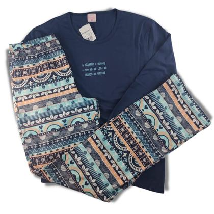 Imagem de Pijama longo fem brilho no olhar lua encantada ref 991