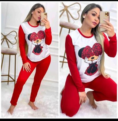 Imagem de Pijama Longo Feminino Adulto Malha Manga Comprida Calça Lingerie Intimo Feminino Confortável Dormir Atacado Inverno Frio