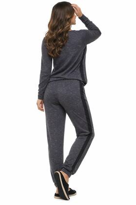 Imagem de Pijama Longo Feminino Liso Mescla Cinza Escuro Confortável -