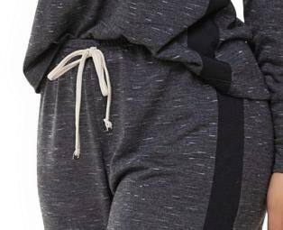 Imagem de Pijama Longo Feminino Liso Mescla Cinza Escuro Confortável -