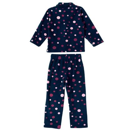Imagem de Pijama Longo Infantil Menina em Soft Bolinhas Marinho Tip Top