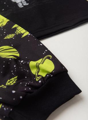 Imagem de Pijama Longo Infantil Menino Preto Blusa e Calça Astronauta Lunar Brilha No Escuro