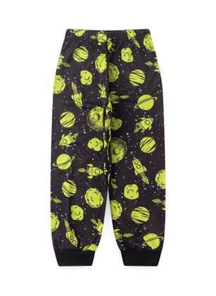 Imagem de Pijama Longo Infantil Menino Preto Blusa e Calça Astronauta Lunar Brilha No Escuro