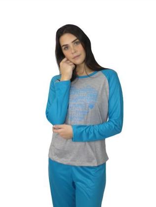 Imagem de Pijama Longo Leve Blusa Comprida Inverno Estampado Feminino