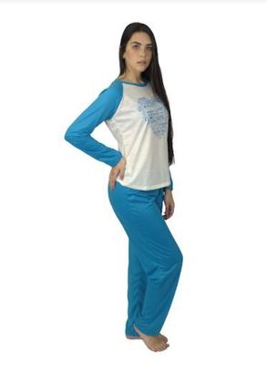 Imagem de Pijama Longo Leve Blusa Comprida Inverno Estampado Feminino