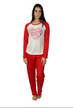 Imagem de Pijama Longo Leve Blusa Comprida Inverno Estampado Feminino