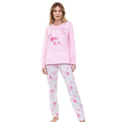 Imagem de Pijama Longo Moletinho Doce Luar 10872 Floral - Rosa