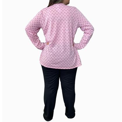 Imagem de Pijama Longo Plus Size Maternidade Rosa Coração Linda Gestante