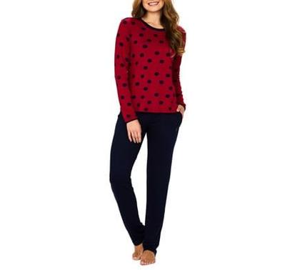 Imagem de Pijama Longo Podiun 245122 Feminino Poá Viscose T. P/XG