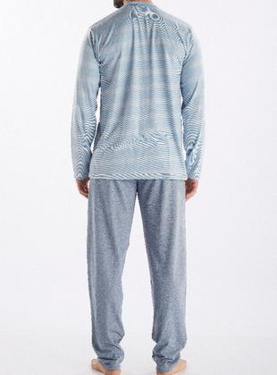 Imagem de Pijama Longo Pzama 300039 Masculino Atemporal Listras Meia Malha T. M/EG