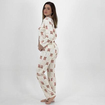 Imagem de Pijama Lua Encantada Americano em Soft Estampado Manga Longa Com Calça Feminino