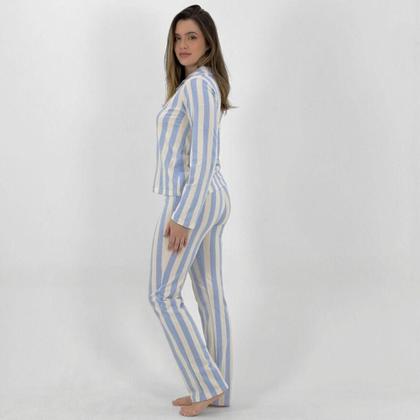 Imagem de Pijama Lua Encantada Americano Listrado Manga Longa com Calça Feminino