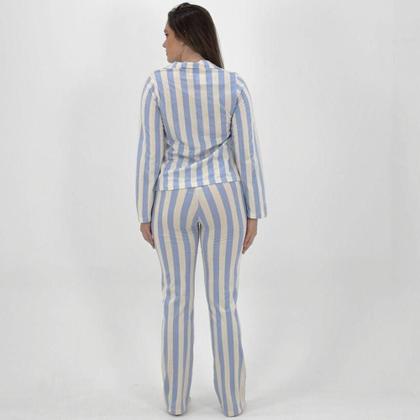 Imagem de Pijama Lua Encantada Americano Listrado Manga Longa com Calça Feminino