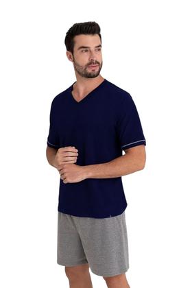 Imagem de Pijama Lupo Curto Gola V Azul