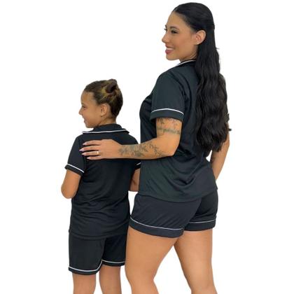 Imagem de Pijama Mae e Filha Americano Blusa com Gola e Short Brenda-c17 COMBO MAE E FILHA BRENDA