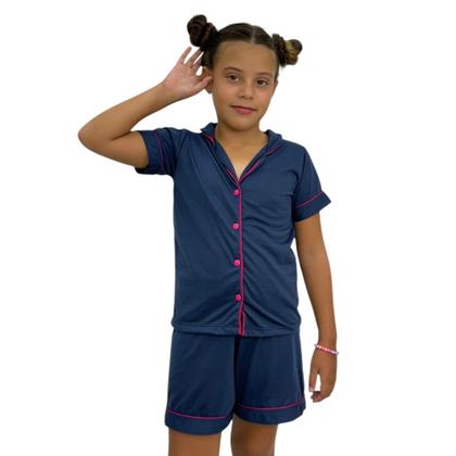 Imagem de Pijama Mae e Filha Americano Blusa com Gola e Short Brenda-c17 COMBO MAE E FILHA BRENDA
