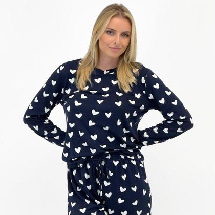 Imagem de Pijama Malwee Manga Longa com Calça Estampa Corações Feminino