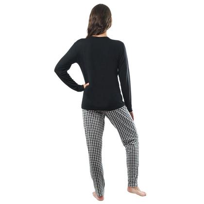 Imagem de Pijama manga comprida Feminino Xadrez