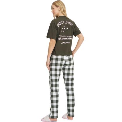 Imagem de Pijama Manga Curta Com Calça Mensageiro Dos Sonhos Feminino Soltinho Algodão
