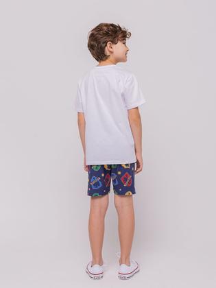 Imagem de Pijama Manga Curta Hogwarts Masculino Infantil com Estampa Metalizada