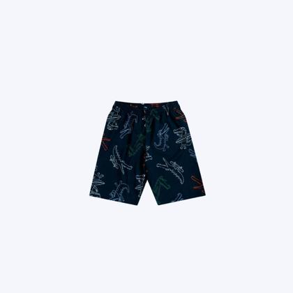 Imagem de Pijama Manga Curta Jacaré Brilha No Escuro Infantil Menino Kyly 1001156 Azul Marinho
