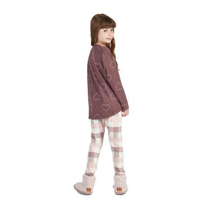 Imagem de Pijama Manga Longa Infantil Legging Marsala Cor Com Amor