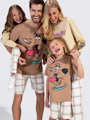 Imagem de Pijama Manga Longa Infantil Xadrez Scooby