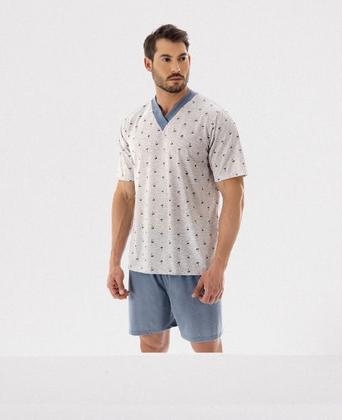 Imagem de Pijama masc ad mga curta gola v pv - pj03582boc