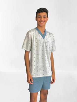 Imagem de Pijama masc ad mga curta gola v pv - pj03582boc
