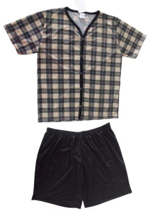 Imagem de Pijama Masculino Adulto de Manga Curta com botões na abertura Roupa De Dormir De Poliéster