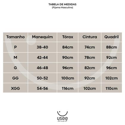 Imagem de Pijama Masculino Algodão Gola Redonda Plus Size Usee Brasil