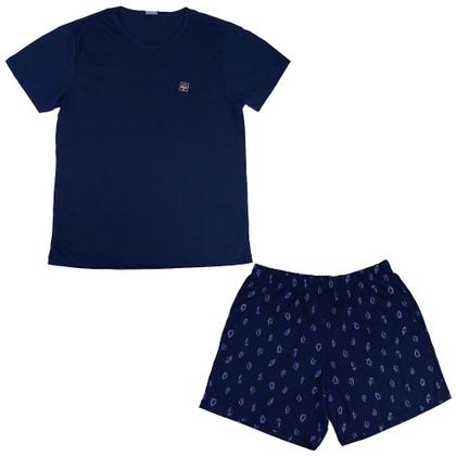 Imagem de Pijama Masculino Danka Plus Size Curto Azul Marinho - 011020