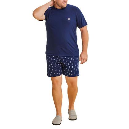 Imagem de Pijama Masculino Danka Plus Size Curto Azul Marinho - 011020