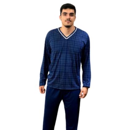 Imagem de Pijama Masculino De Frio Inverno Blusa manga comprida calça