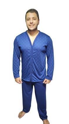 Imagem de Pijama Masculino de Inverno Manga Comprida com Botões Calça