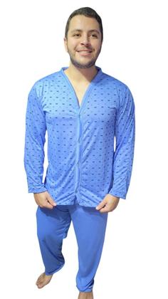 Imagem de Pijama Masculino de Inverno Manga Comprida com Botões Calça