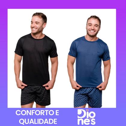 Imagem de Pijama Masculino Diones com Camiseta Lisa e Shorts Estampado