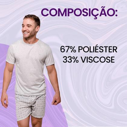Imagem de Pijama Masculino Diones com Camiseta Lisa e Shorts Estampado