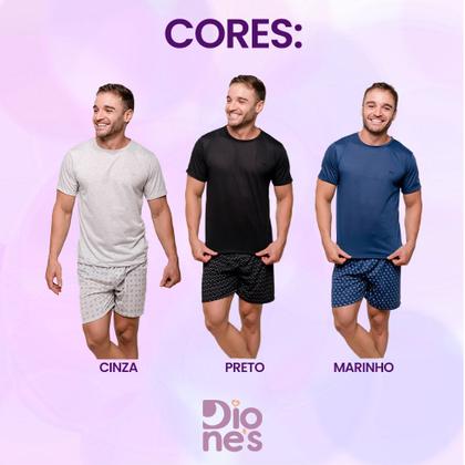 Imagem de Pijama Masculino Diones com Camiseta Lisa e Shorts Estampado