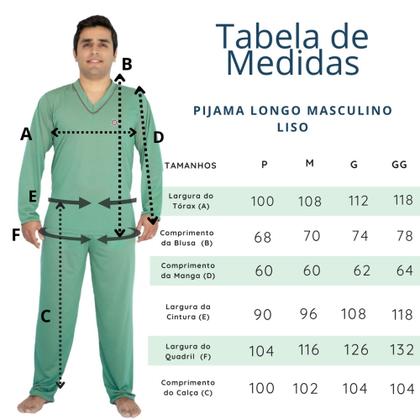 Imagem de Pijama Masculino Longo Liso Inverno Adulto 