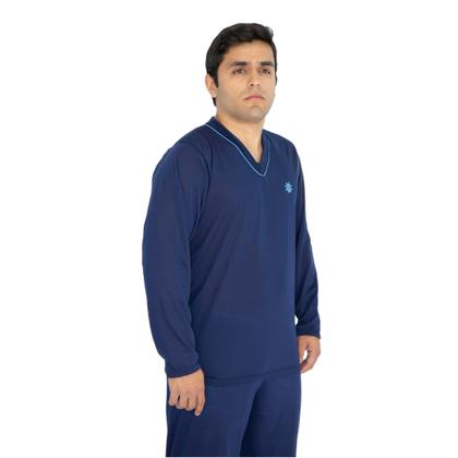 Imagem de Pijama Masculino Longo Liso Inverno Adulto 