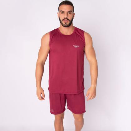 Imagem de Pijama Masculino Regata Adulto Short Verão Curto Malha Liso Dormir Básico