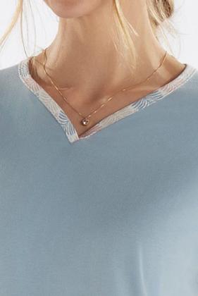 Imagem de Pijama meia manga em meia malha com capri em malha rotativa feminino