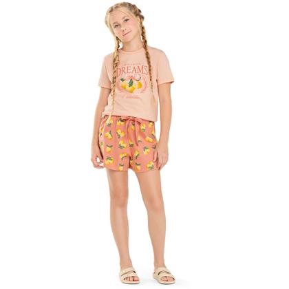 Imagem de Pijama Menina Juvenil Mod.Me Algodão Estampa Brilha no Escuro Limão Coral