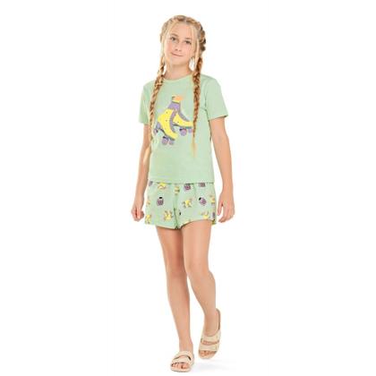 Imagem de Pijama Menina Juvenil Mod.Me Algodão Estampa Brilha no Escuro Patins Verde Menta